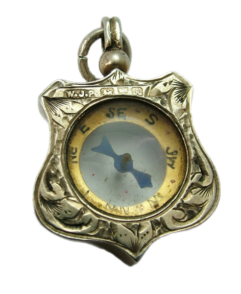 Large Antique Victorian Silver Gilt Working Compass Charm or Fob HM 1901 Antique Charm - Sandy's Vintage Charms