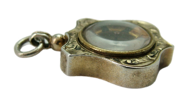 Large Antique Victorian Silver Gilt Working Compass Charm or Fob HM 1901 Antique Charm - Sandy's Vintage Charms