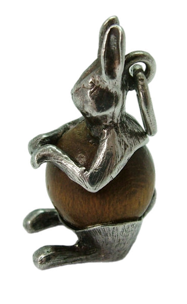 Vintage 1960's Silver Touch Wood Rabbit Charm Silver Charm - Sandy's Vintage Charms