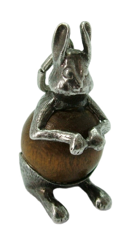 Vintage 1960's Silver Touch Wood Rabbit Charm Silver Charm - Sandy's Vintage Charms