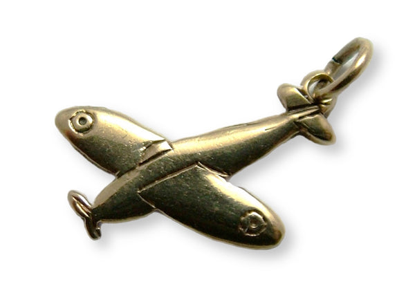 Small Vintage 1940’s/50's Flat Backed 9ct Gold RAF Spitfire Plane Charm Gold Charm - Sandy's Vintage Charms