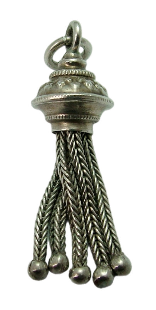 Antique Victorian c1900 Silver Five Tassel Fob Charm Antique Charm - Sandy's Vintage Charms