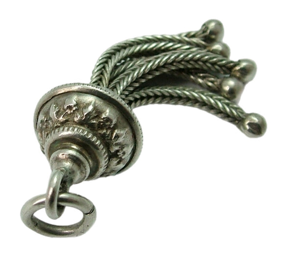 Antique Victorian c1900 Silver Five Tassel Fob Charm Antique Charm - Sandy's Vintage Charms