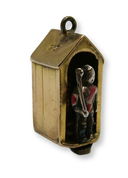 Vintage 1950's 9ct Gold Sentry Box with Moving Enamel Life Guard Soldier Inside Gold Charm - Sandy's Vintage Charms