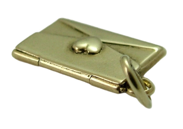 Small Vintage 1950’s 14ct 14k Gold Opening Envelope Charm with Paper Letter Inside Gold Charm - Sandy's Vintage Charms