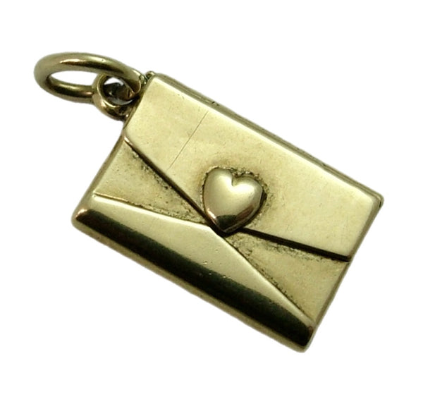 Small Vintage 1950’s 14ct 14k Gold Opening Envelope Charm with Paper Letter Inside