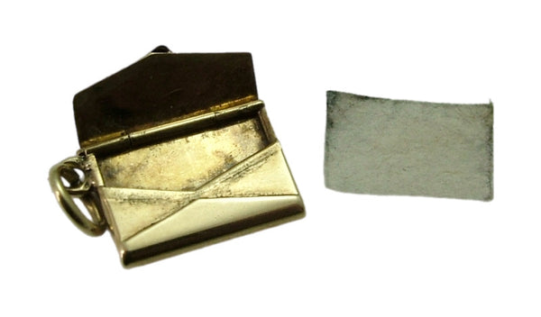 Small Vintage 1950’s 14ct 14k Gold Opening Envelope Charm with Paper Letter Inside Gold Charm - Sandy's Vintage Charms