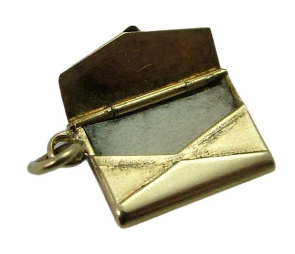 Small Vintage 1950’s 14ct 14k Gold Opening Envelope Charm with Paper Letter Inside Gold Charm - Sandy's Vintage Charms