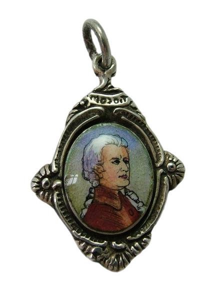Vintage 1980's Silver & Enamel Mozart Souvenir Charm Enamel Charm - Sandy's Vintage Charms