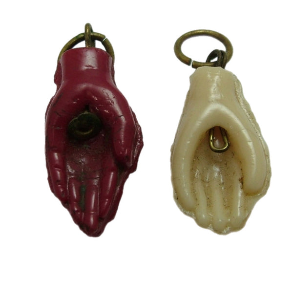 Pair of Small Vintage 1920's Czech Glass Hand Charms 1920s-1950s Charm - Sandy's Vintage Charms