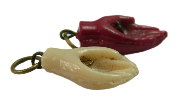 Pair of Small Vintage 1920's Czech Glass Hand Charms 1920s-1950s Charm - Sandy's Vintage Charms