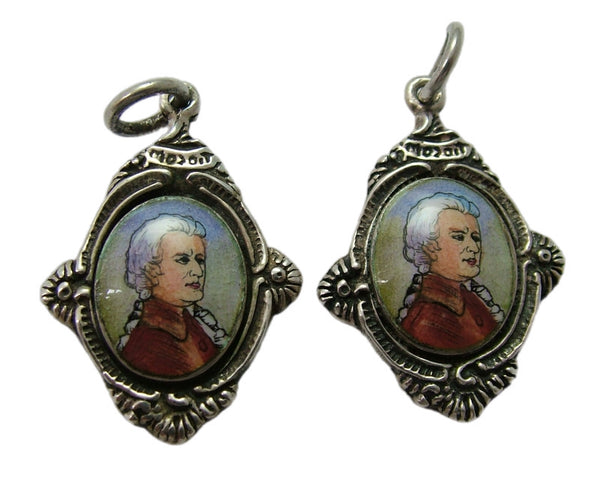 Vintage 1980's Silver & Enamel Mozart Souvenir Charm Enamel Charm - Sandy's Vintage Charms