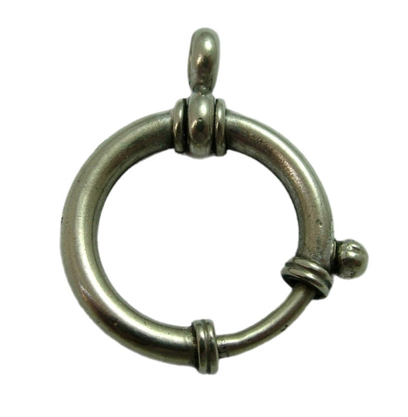 Large Antique Victorian c1900 Nickel 20mm Bolt Ring Fastener or Charm Hanger Antique Charm - Sandy's Vintage Charms
