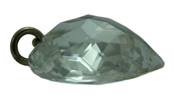 Very Large 1920's/30's Clear Faceted Glass Heart Charm or Pendant 1920s-1950s Charm - Sandy's Vintage Charms