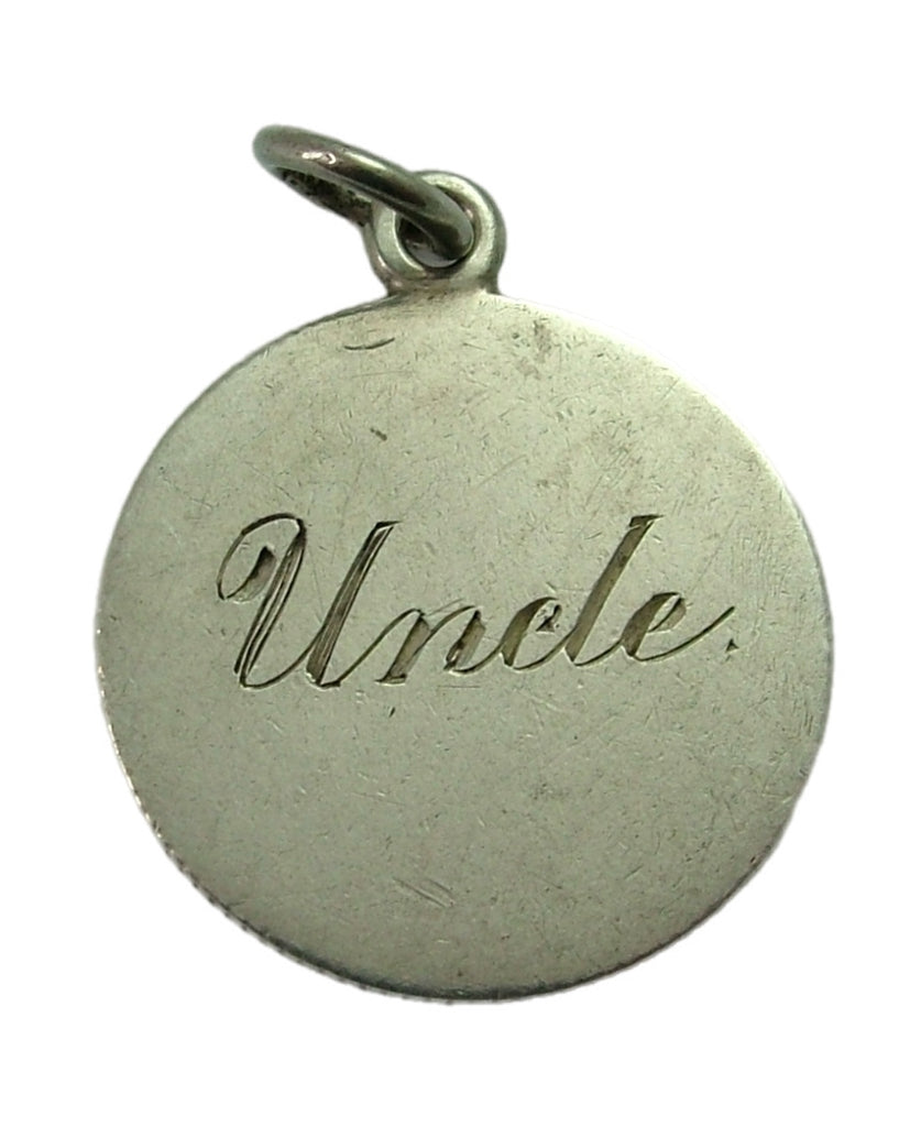 Antique Victorian Silver Engraved Love Token Coin Charm UNCLE Love Token - Sandy's Vintage Charms