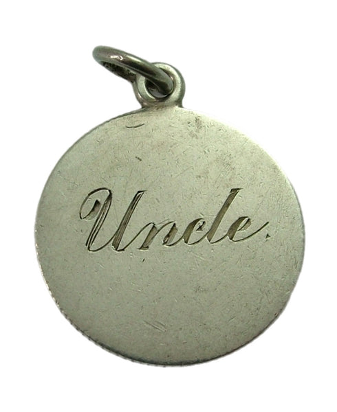 Antique Victorian Silver Engraved Love Token Coin Charm UNCLE Love Token - Sandy's Vintage Charms