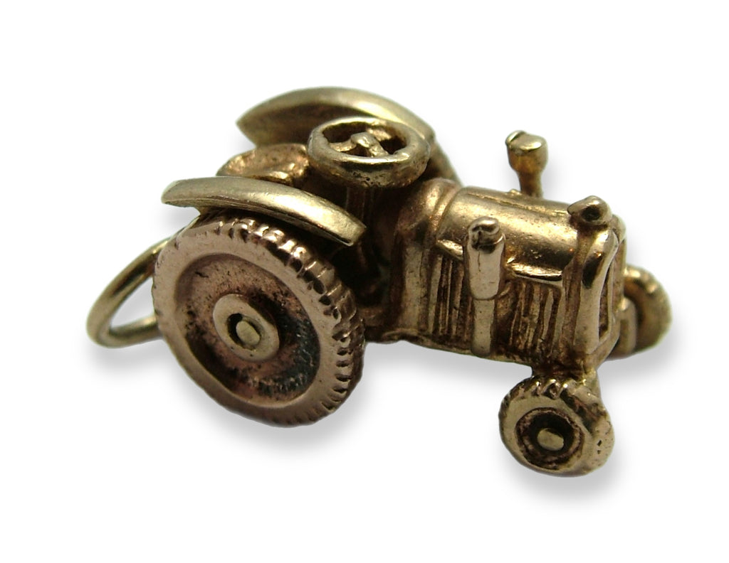Vintage 1960's Solid 9ct Rose Gold Tractor Charm with Moving Wheels HM 1963 Gold Charm - Sandy's Vintage Charms