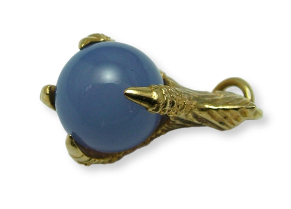 Vintage 1970's 9ct Gold & Blue Agate Ball & Claw Charm HM 1979 Gold Charm - Sandy's Vintage Charms