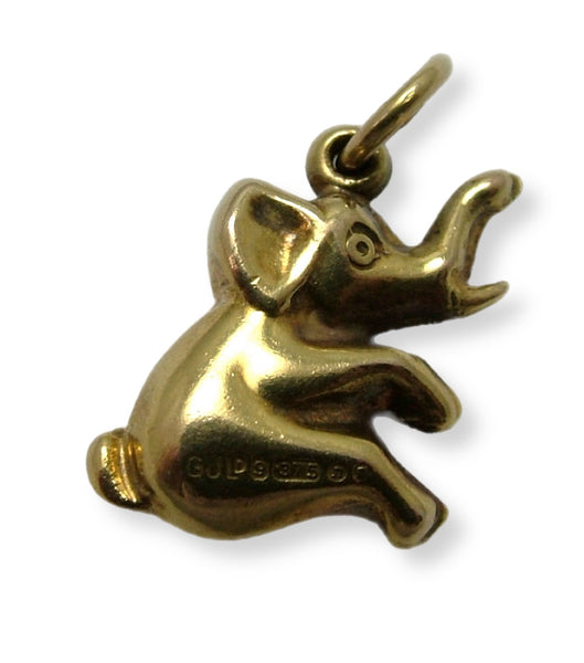 Small Vintage 1960's 9ct Gold Hollow Elephant Charm HM 1968 Gold Charm - Sandy's Vintage Charms