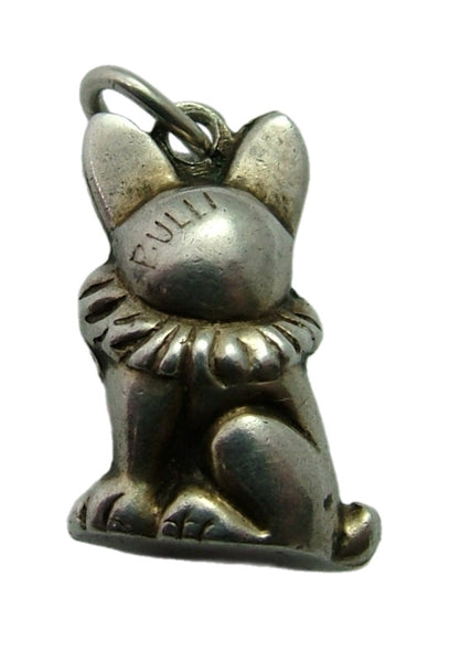 Vintage 1920's Hollow French Bulldog with Ruff Charm 1920s-1950s Charm - Sandy's Vintage Charms