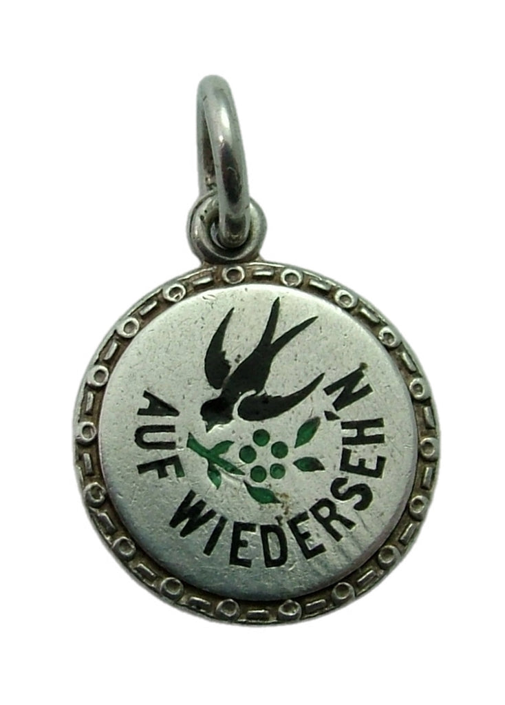 Small Vintage 1930’s Silver & Enamel "Auf Wiedersehn" Swallow Charm Enamel Charm - Sandy's Vintage Charms