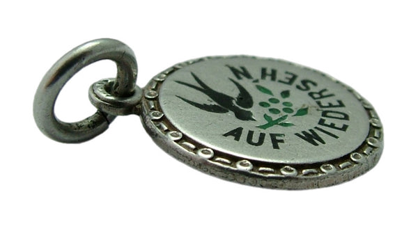 Small Vintage 1930’s Silver & Enamel "Auf Wiedersehn" Swallow Charm Enamel Charm - Sandy's Vintage Charms