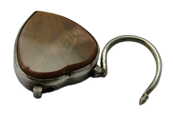 Antique Victorian c1890 Heart Shaped Silver & Agate Padlock Fastener or Charm Antique Charm - Sandy's Vintage Charms