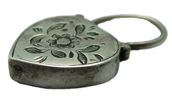 Antique Victorian c1890 Heart Shaped Silver & Agate Padlock Fastener or Charm Antique Charm - Sandy's Vintage Charms