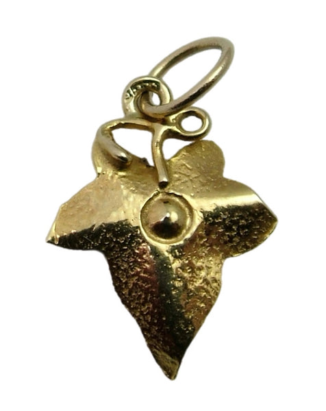 Small Vintage 1930’s 9ct Gold Ivy Leaf Charm set with Clear Paste Stone Gold Charm - Sandy's Vintage Charms
