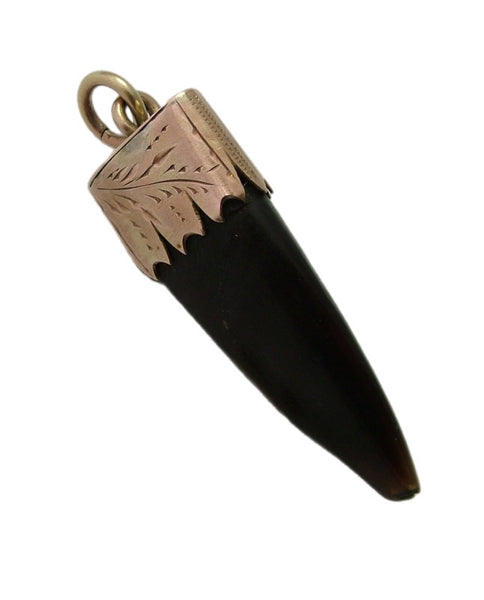 Large Antique Victorian c1900 9ct Rose Gold Horn Charm or Pendant Antique Charm - Sandy's Vintage Charms