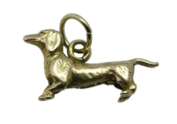 Vintage 1960’s Solid 9ct Gold Dachshund Dog Charm by Alabaster & Wilson HM 1960 Gold Charm - Sandy's Vintage Charms
