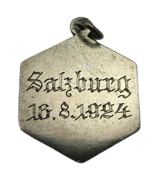 Vintage 1920’s Silver & Enamel Forget-me-not Flower Charm Engraved 1924 Enamel Charm - Sandy's Vintage Charms