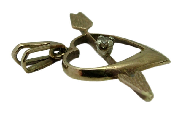Vintage 1970's 9ct Gold Diamond Set Heart with Arrow Charm HM 1977 Gold Charm - Sandy's Vintage Charms