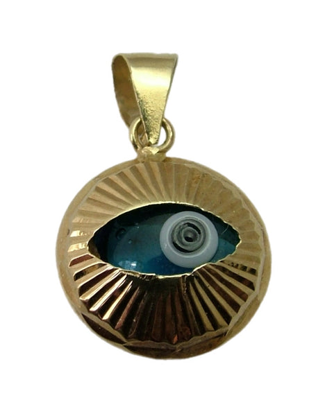 Small Vintage 1990's 14k 14ct Gold & Blue Glass Evil Eye Charm Gold Charm - Sandy's Vintage Charms