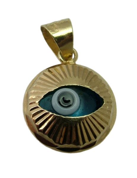 Small Vintage 1990's 14k 14ct Gold & Blue Glass Evil Eye Charm Gold Charm - Sandy's Vintage Charms