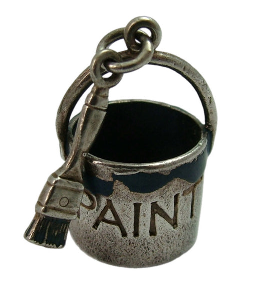 Vintage 1960’s Silver Nuvo Blue Paint Pot and Brush Charm Silver Charm - Sandy's Vintage Charms