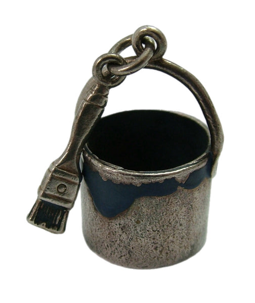 Vintage 1960’s Silver Nuvo Blue Paint Pot and Brush Charm Silver Charm - Sandy's Vintage Charms
