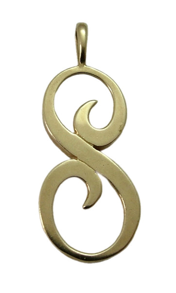 Large Vintage 1990’s 9ct Gold Script Letter "S" Charm or Pendant HM 1991 Gold Charm - Sandy's Vintage Charms