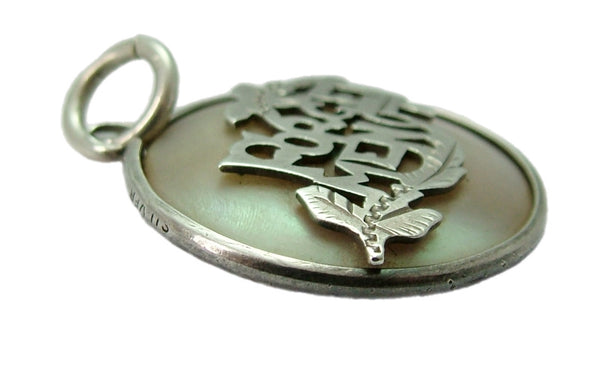 Antique Edwardian c1910 Silver & Mother of Pearl “Forget Me Not” Charm Antique Charm - Sandy's Vintage Charms