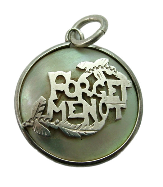 Antique Edwardian c1910 Silver & Mother of Pearl “Forget Me Not” Charm Antique Charm - Sandy's Vintage Charms