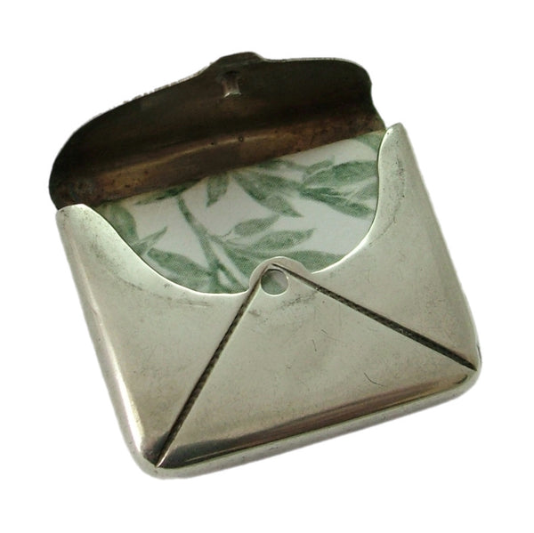 Antique Edwardian Silver Stamp Case Envelope Charm or Fob with Notebook HM 1904 Antique Charm - Sandy's Vintage Charms