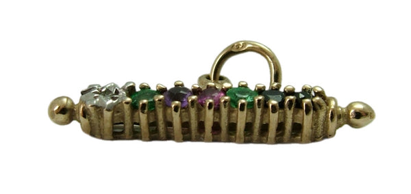 Vintage 1990's 9ct Gold Gem Set T-Bar Charm Spells “DEAREST” HM 1992 Gold Charm - Sandy's Vintage Charms