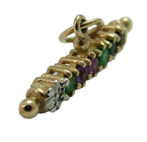 Vintage 1990's 9ct Gold Gem Set T-Bar Charm Spells “DEAREST” HM 1992 Gold Charm - Sandy's Vintage Charms