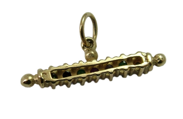 Vintage 1990's 9ct Gold Gem Set T-Bar Charm Spells “DEAREST” HM 1992 Gold Charm - Sandy's Vintage Charms