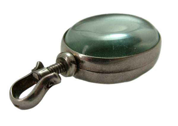 Large Vintage 1960's Silver & Glass Swivel Top Locket Pendant Silver Charm - Sandy's Vintage Charms