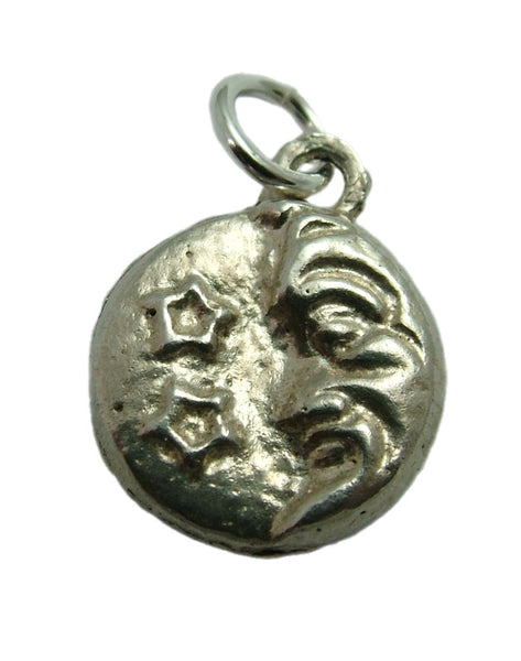 Vintage 1980's Solid Silver Man in The Moon Charm Silver Charm - Sandy's Vintage Charms
