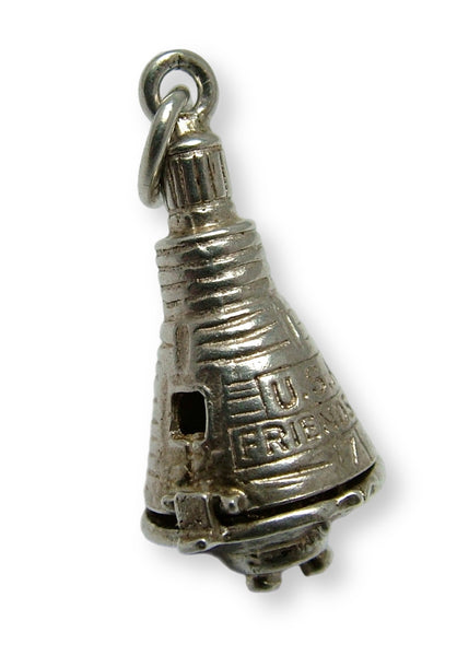 Vintage 1970's Silver Opening Apollo 7 Spaceship Charm Astronaut Inside Silver Charm - Sandy's Vintage Charms