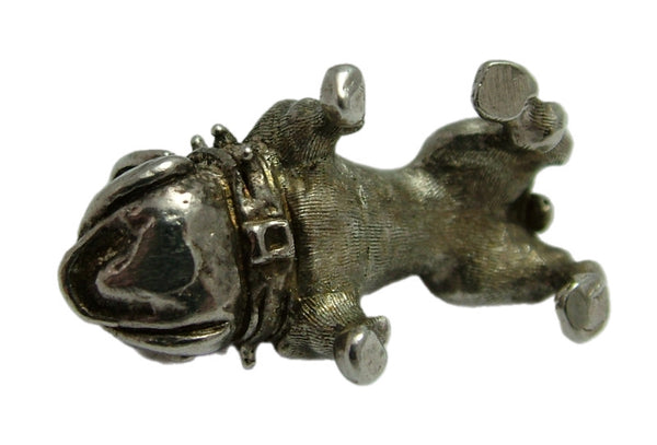 Large Heavy Vintage 1960's Solid Silver Bulldog Charm Ruby Eyes Silver Charm - Sandy's Vintage Charms