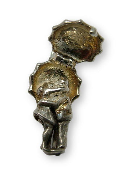 Vintage 1960's Silver Opening Couple Kissing Under an Umbrella Charm Silver Charm - Sandy's Vintage Charms