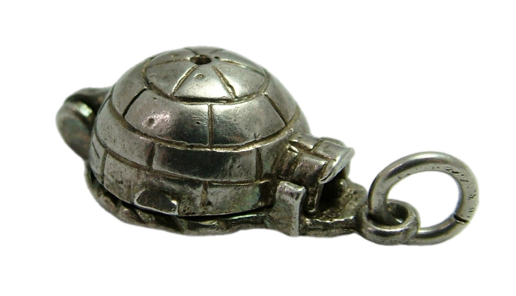 Vintage 1970's Silver Opening Igloo Charm Dog Sleigh Inside Silver Charm - Sandy's Vintage Charms